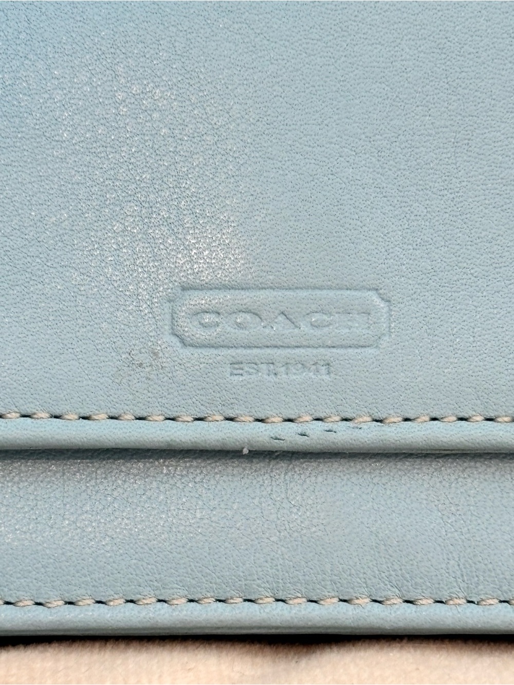 COACH Legacy Light Blue Compact Accordian Wallet NEW - Picture 2 of 14